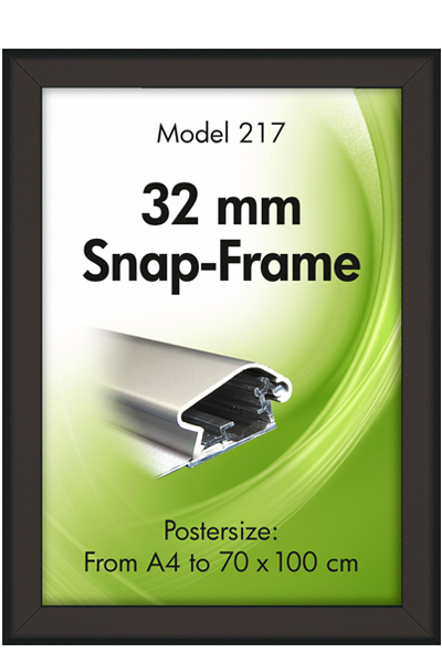 Alu Snap-Frame, væg, 32 mm - Sort