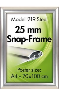 Alu Snap-Frame væg 25 mm stainless steel look